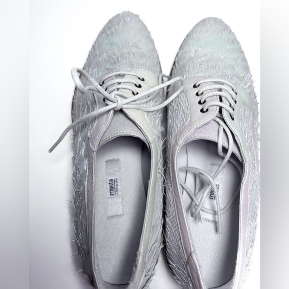 Miista Iridescent Fringed Leather Lace Up Oxford Loafer Dress Shoes 38 - Picture 6 of 7